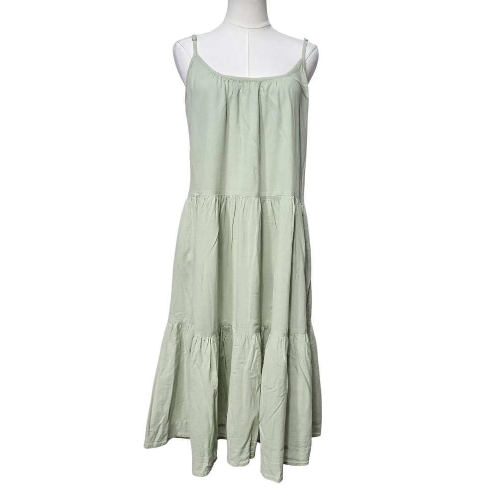 MIKOH Dress Womens Small Green‎ Tiered Scoop Neck Strappy Midi Summer Sundress